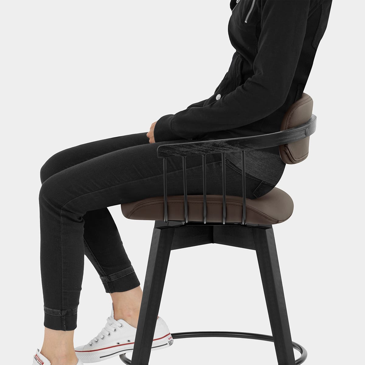 Electra Real Leather Stool Brown Seat Image