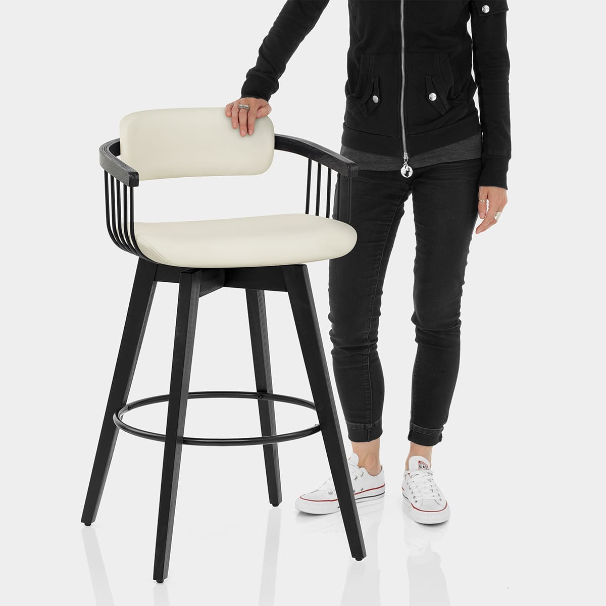 Electra Real Leather Stool Cream Features Image