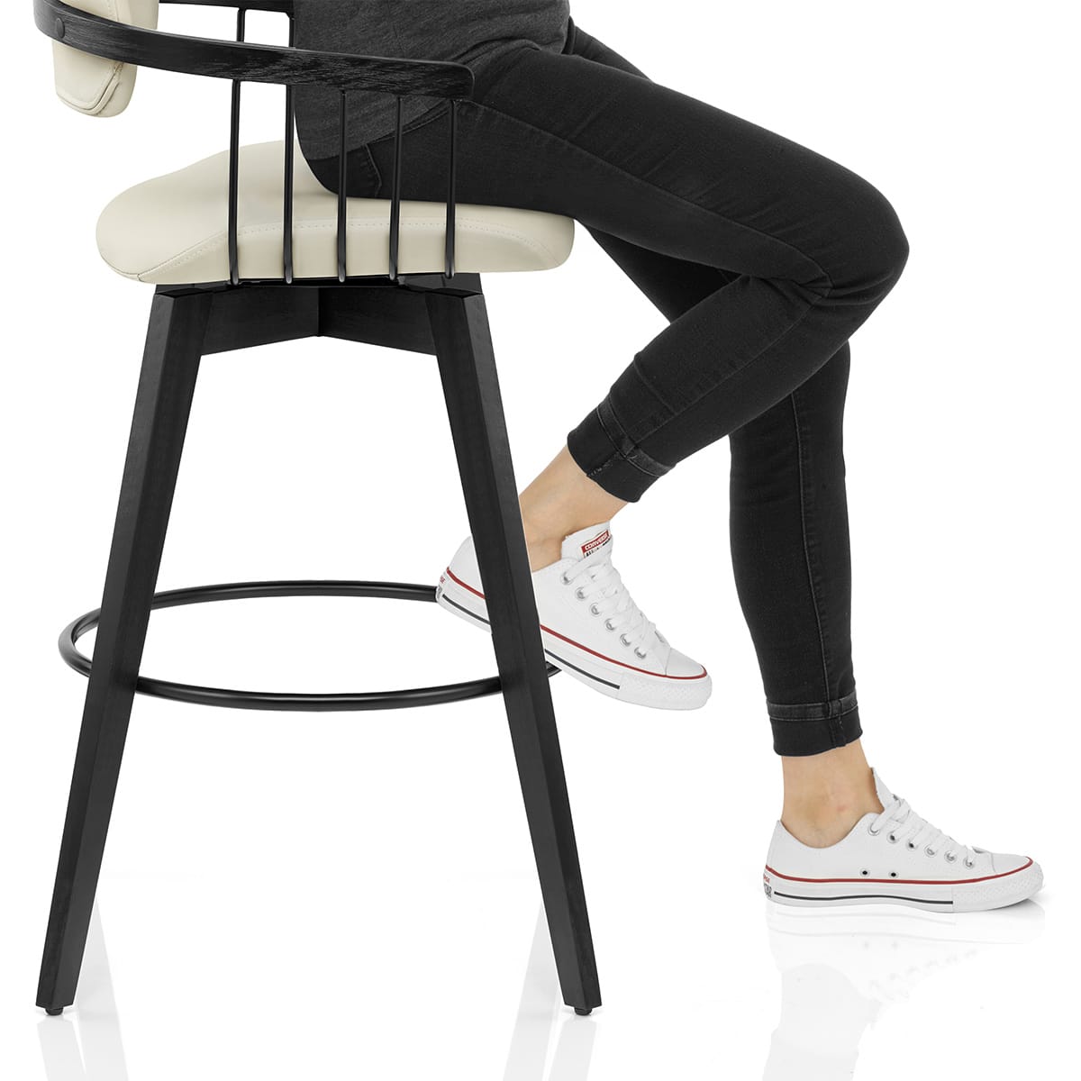 Electra Real Leather Stool Cream Frame Image