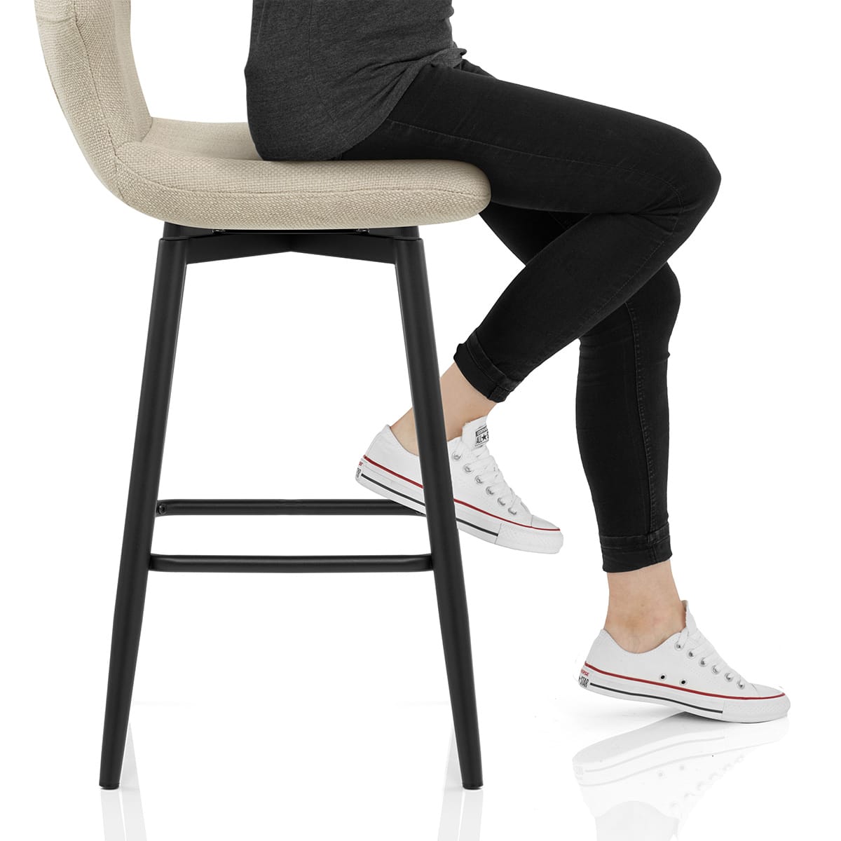 Elle Bar Stool Beige Fabric Frame Image