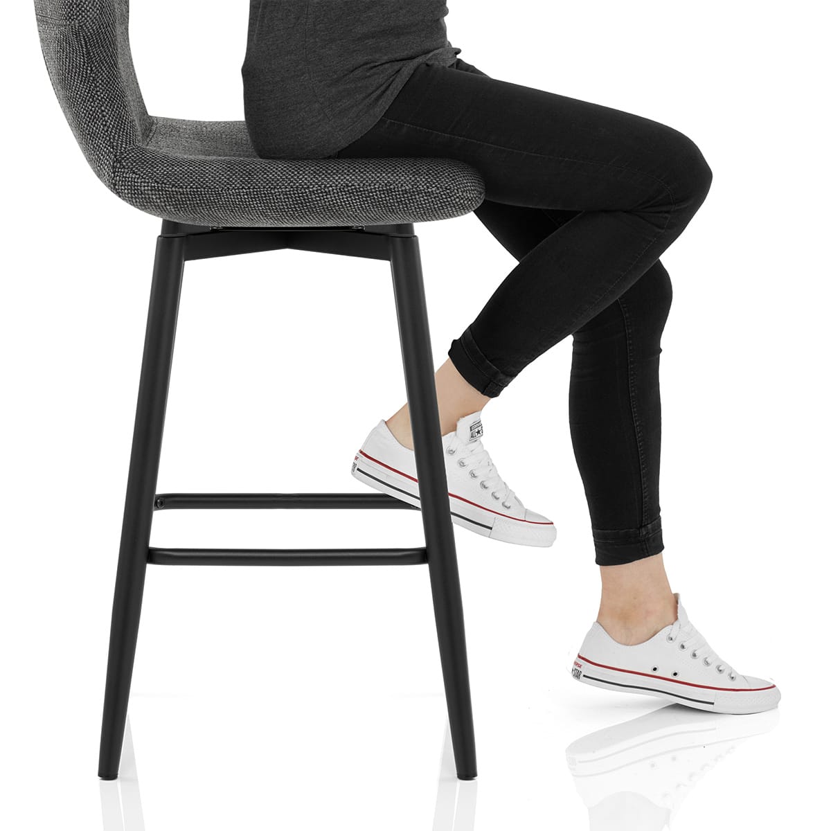 Elle Bar Stool Charcoal Fabric Frame Image