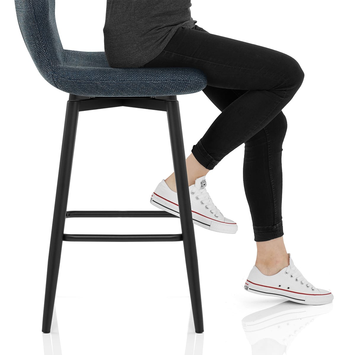 Elle Bar Stool Dark Blue Fabric Frame Image