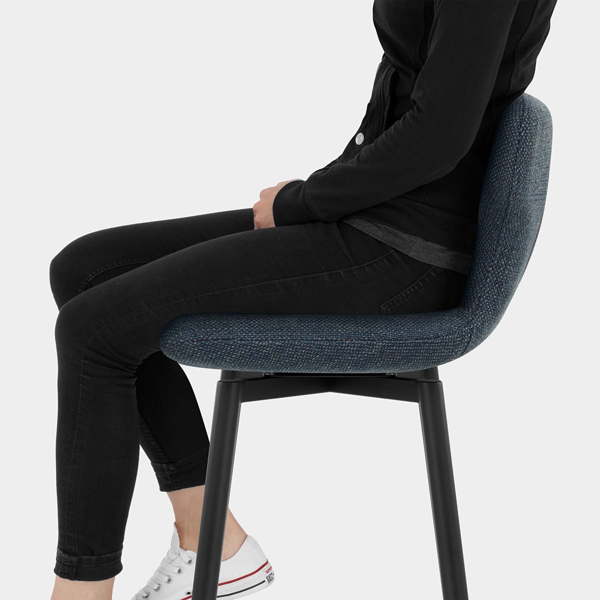 Elle Bar Stool Dark Blue Fabric Seat Image