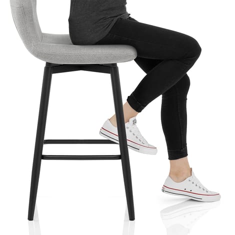 Elle Bar Stool Light Grey Fabric Frame Image