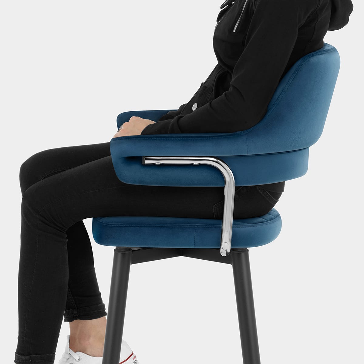 Emily Bar Stool Blue Velvet Seat Image