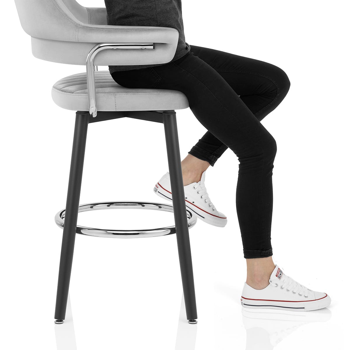 Emily Bar Stool Grey Velvet Frame Image