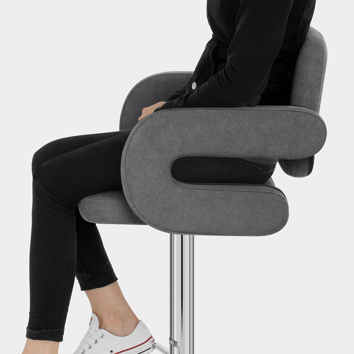 Encore Bar Stool Dark Grey Fabric Seat Image