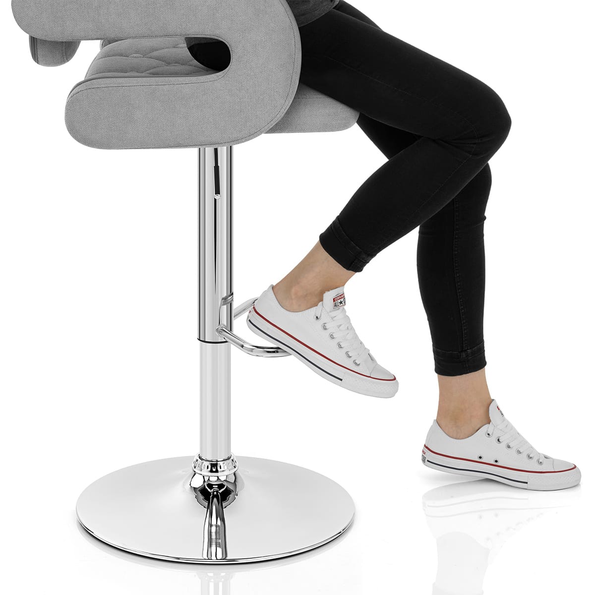 Encore Bar Stool Light Grey Fabric Frame Image