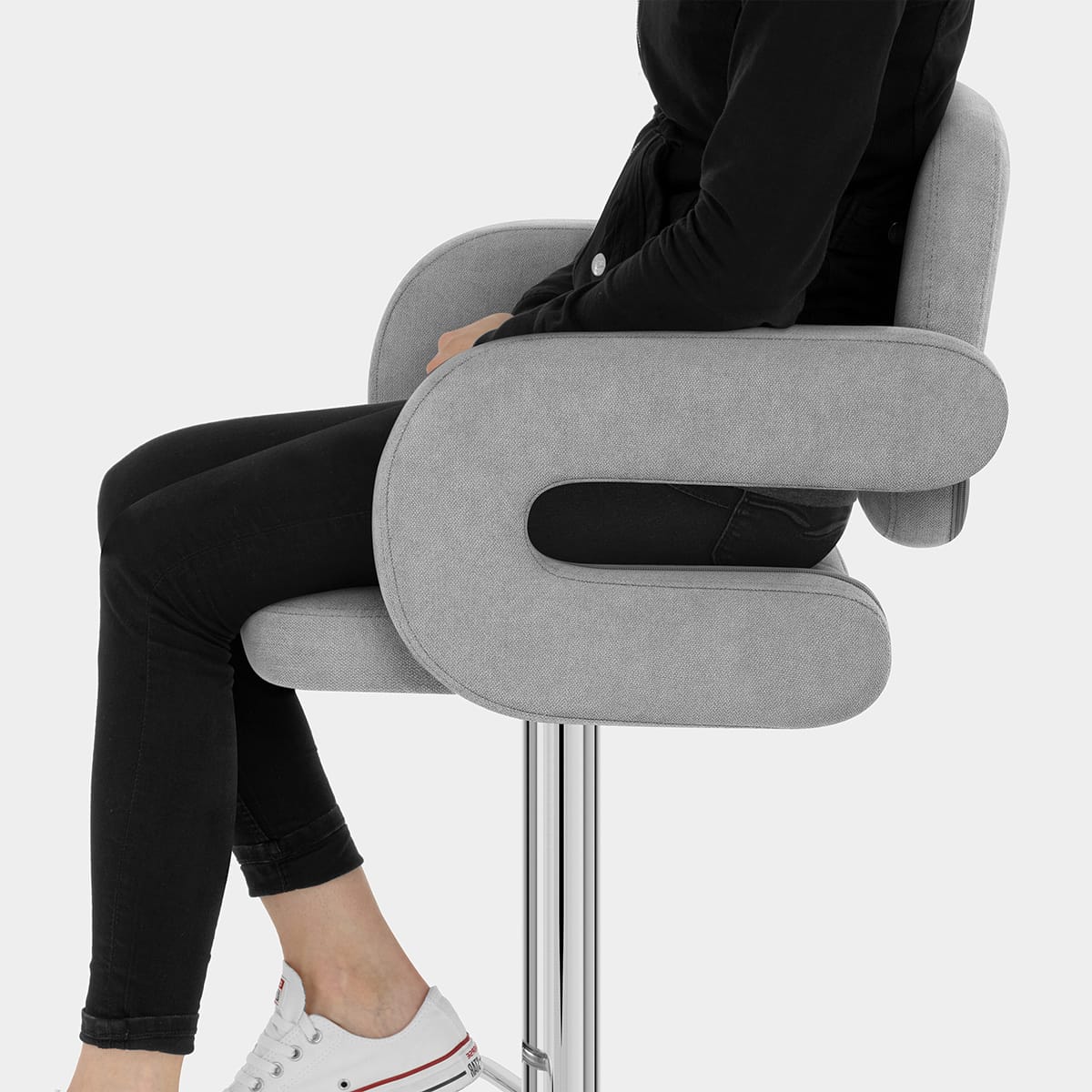 Encore Bar Stool Light Grey Fabric Seat Image