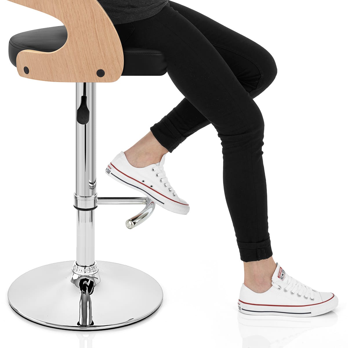 Eve Oak Bar Stool Black Frame Image