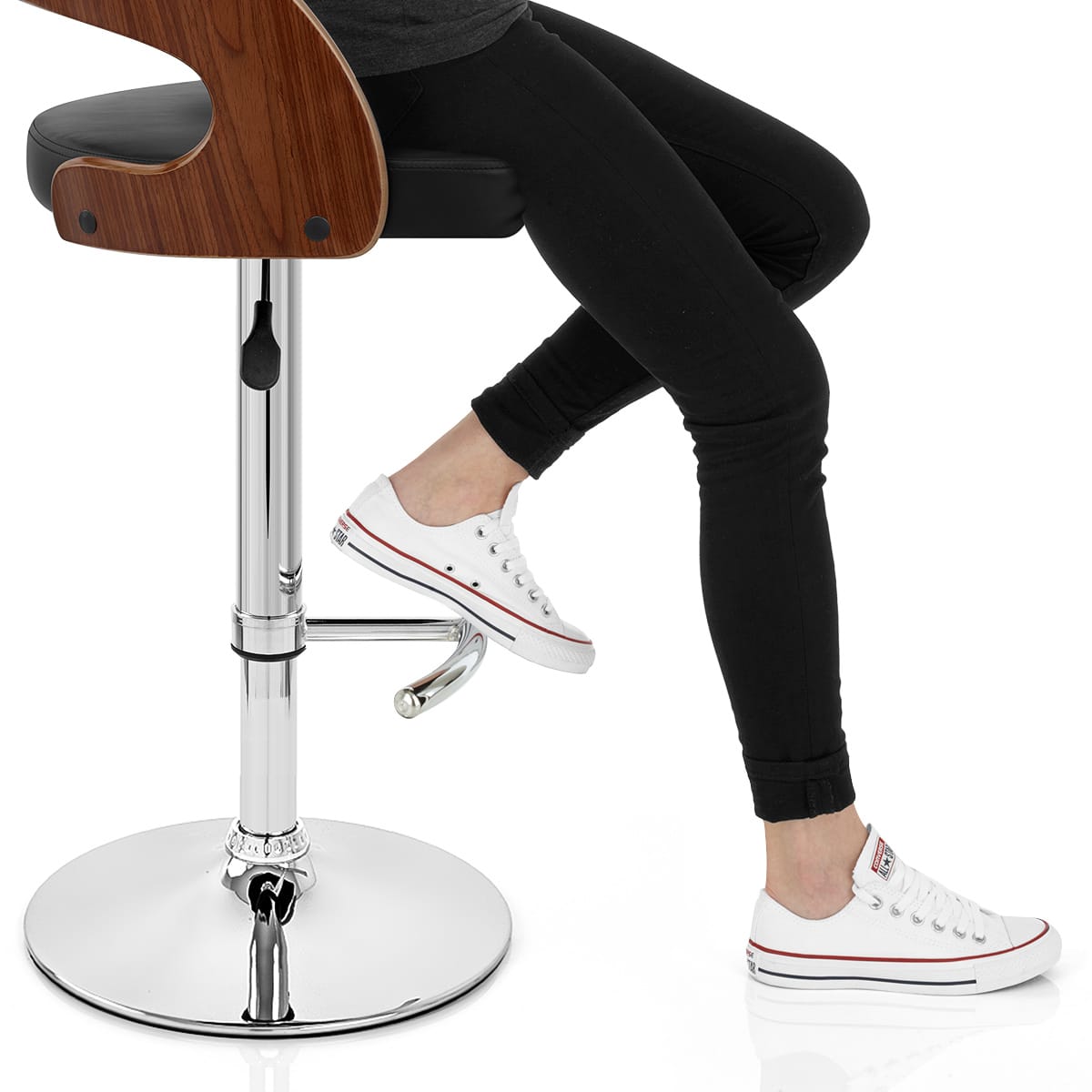 Eve Wooden Bar Stool Black Frame Image