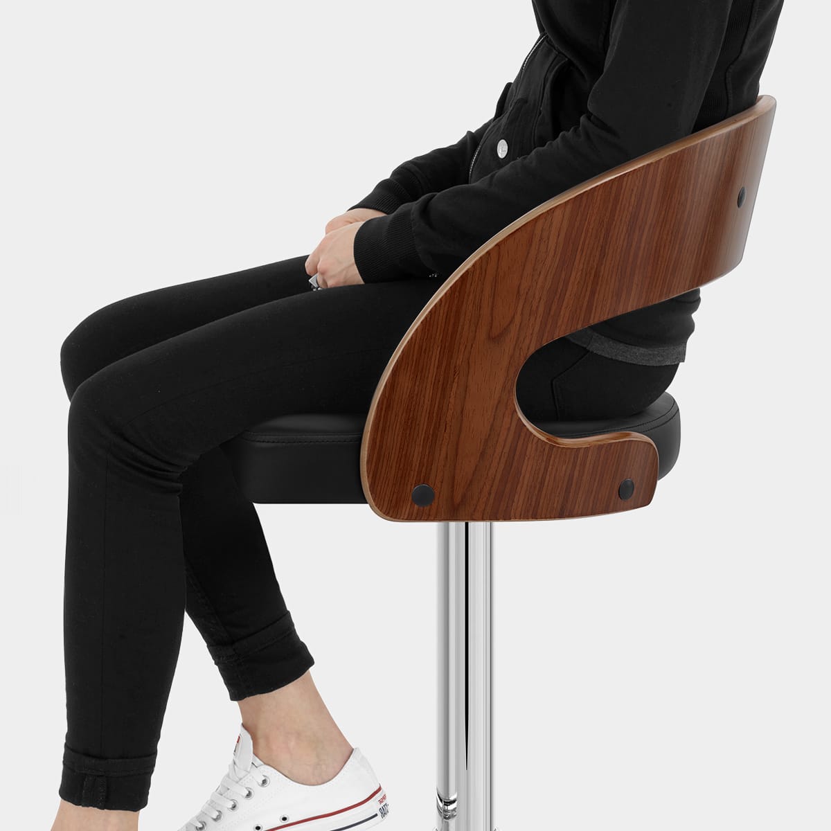 Eve Wooden Bar Stool Black Seat Image
