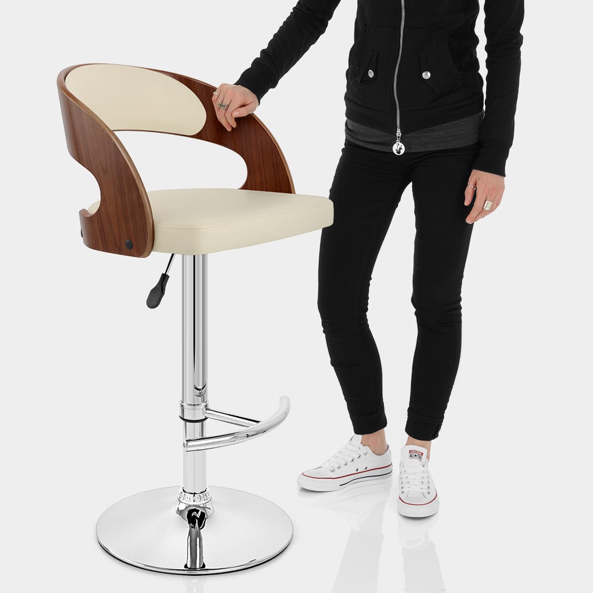 Eve Wooden Bar Stool Cream Features Image