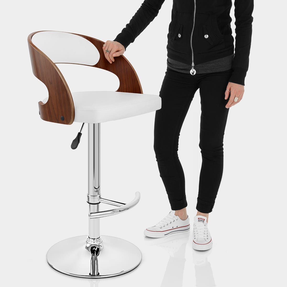 Eve Wooden Bar Stool White Features Image