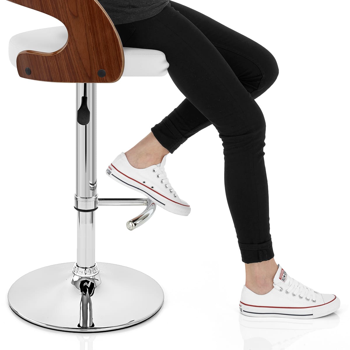 Eve Wooden Bar Stool White Frame Image