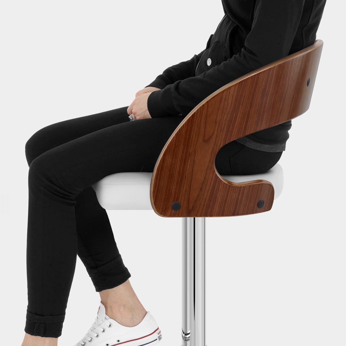 Eve Wooden Bar Stool White Seat Image