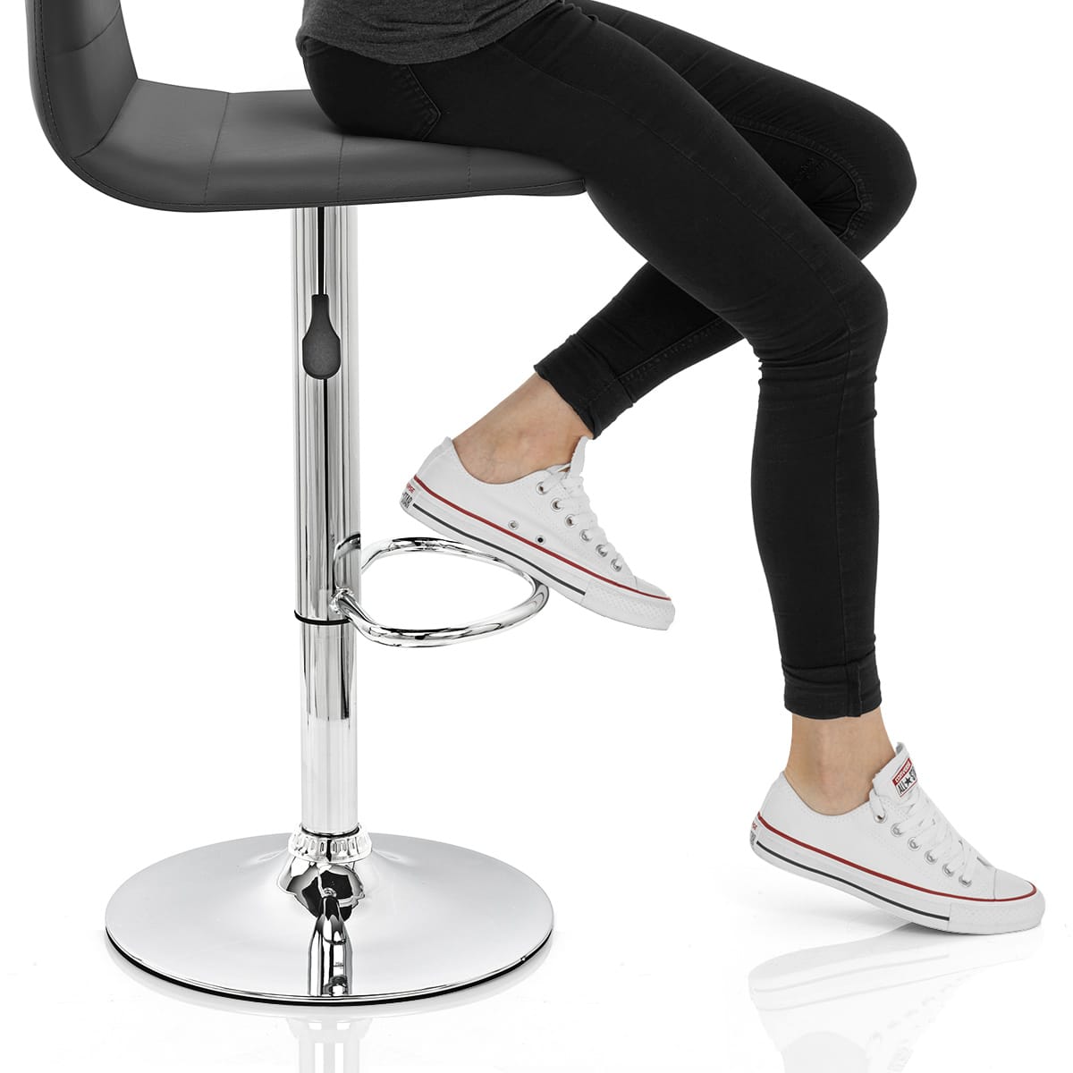 Fabio Real Leather Stool Black Frame Image