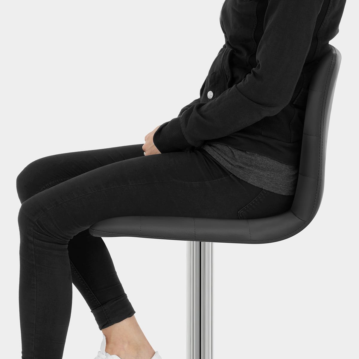 Fabio Real Leather Stool Black Seat Image