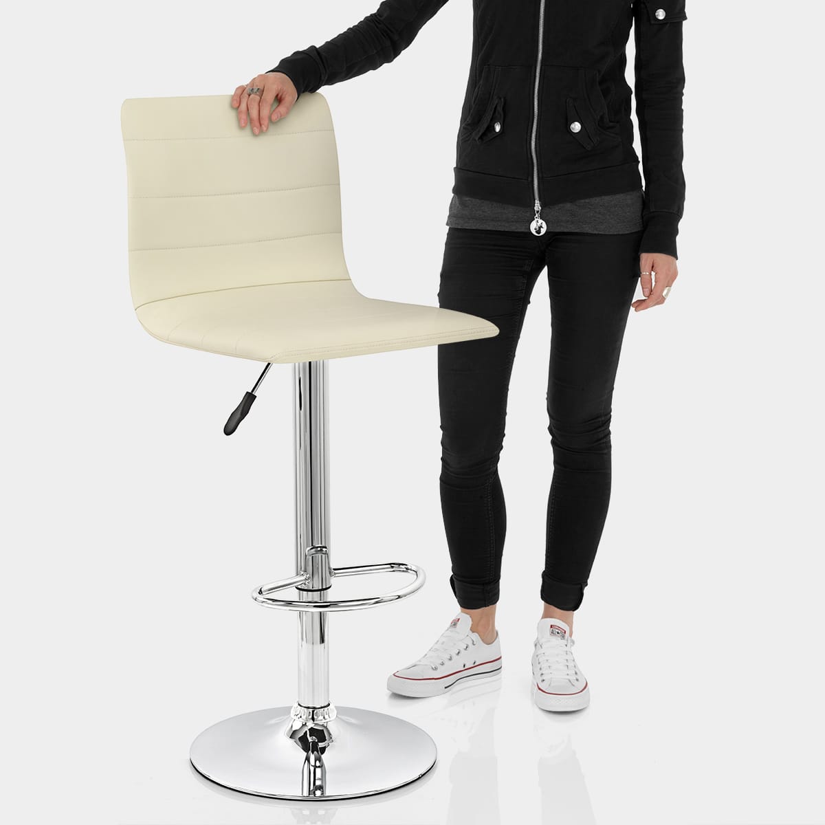 Fabio Real Leather Stool Cream Features Image