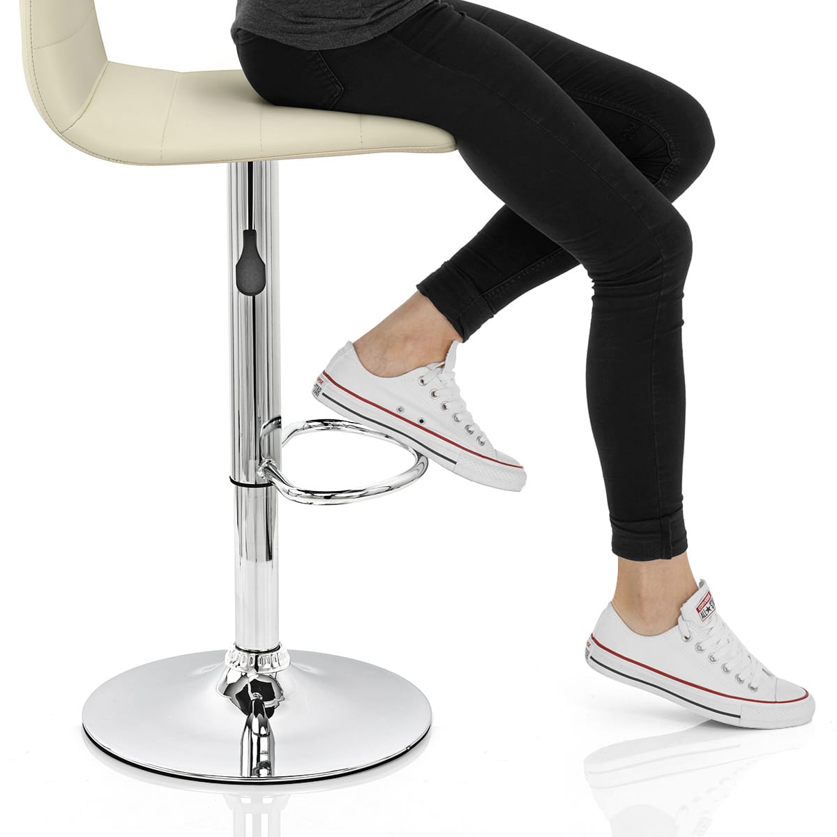 Fabio Real Leather Stool Cream Frame Image