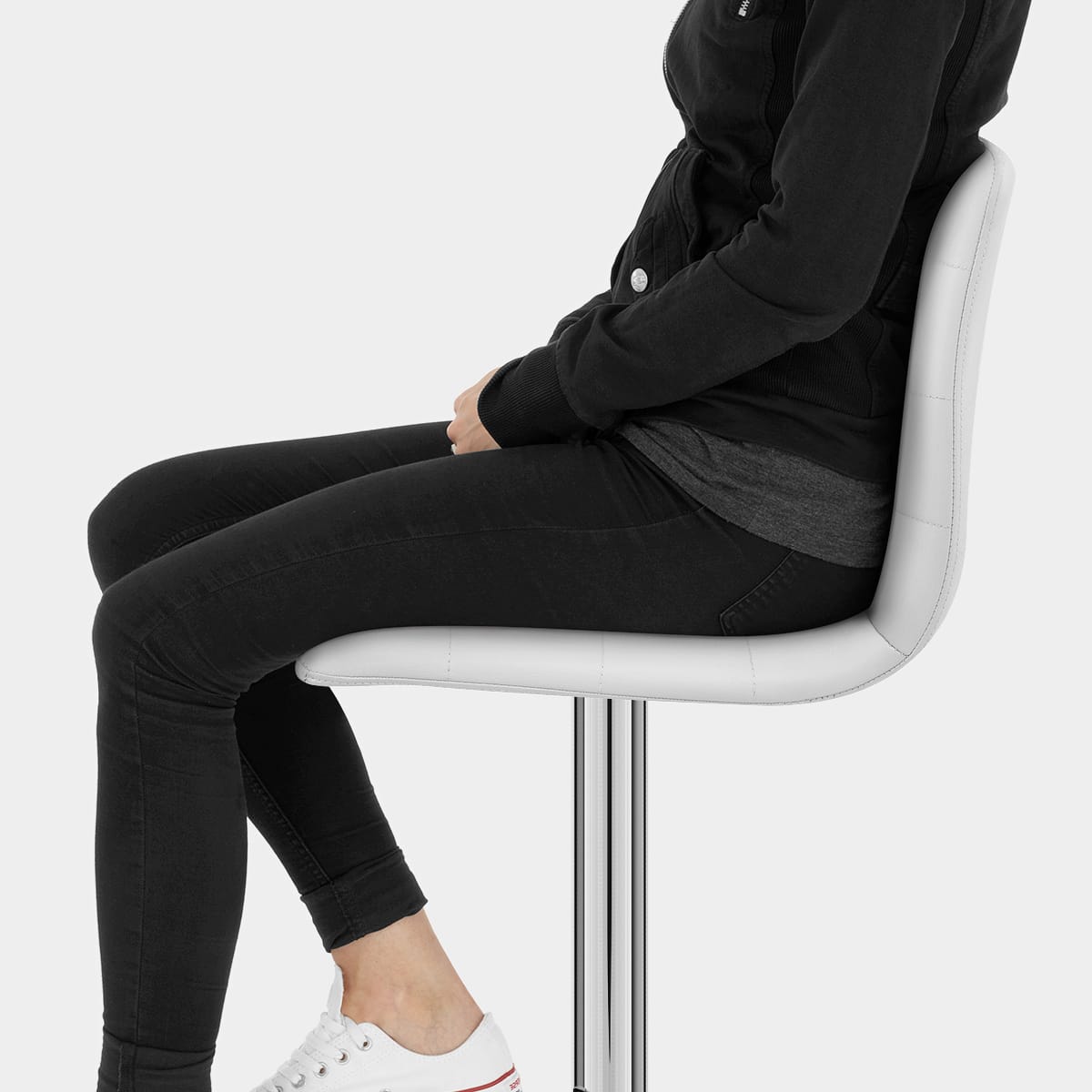 Fabio Real Leather Stool White Seat Image