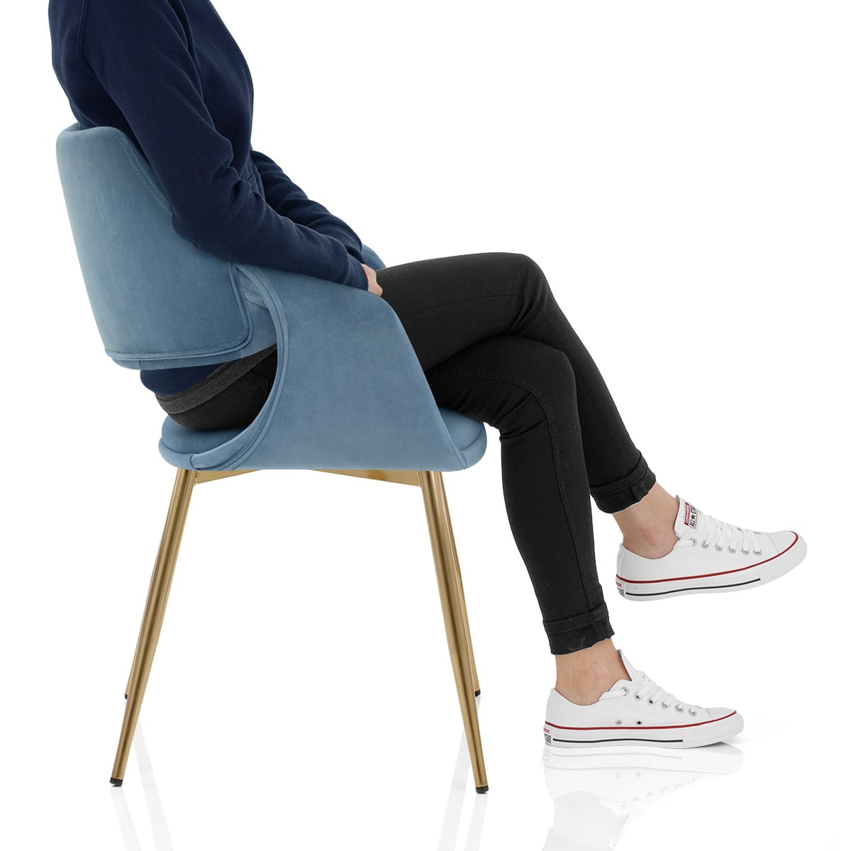 Fairfield Gold Chair Blue Velvet Frame Image