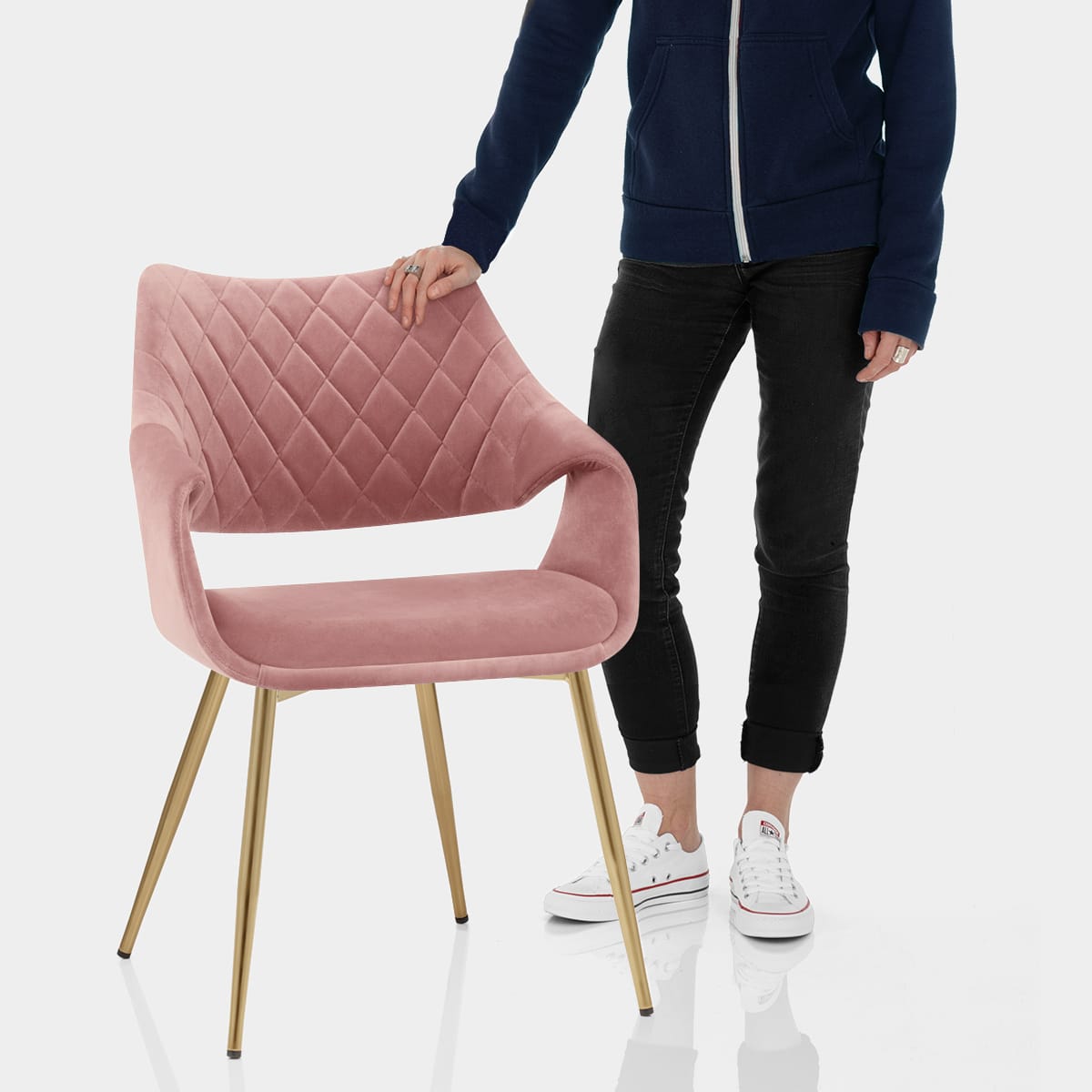 Fairfield Gold Chair Pink Velvet Features Image