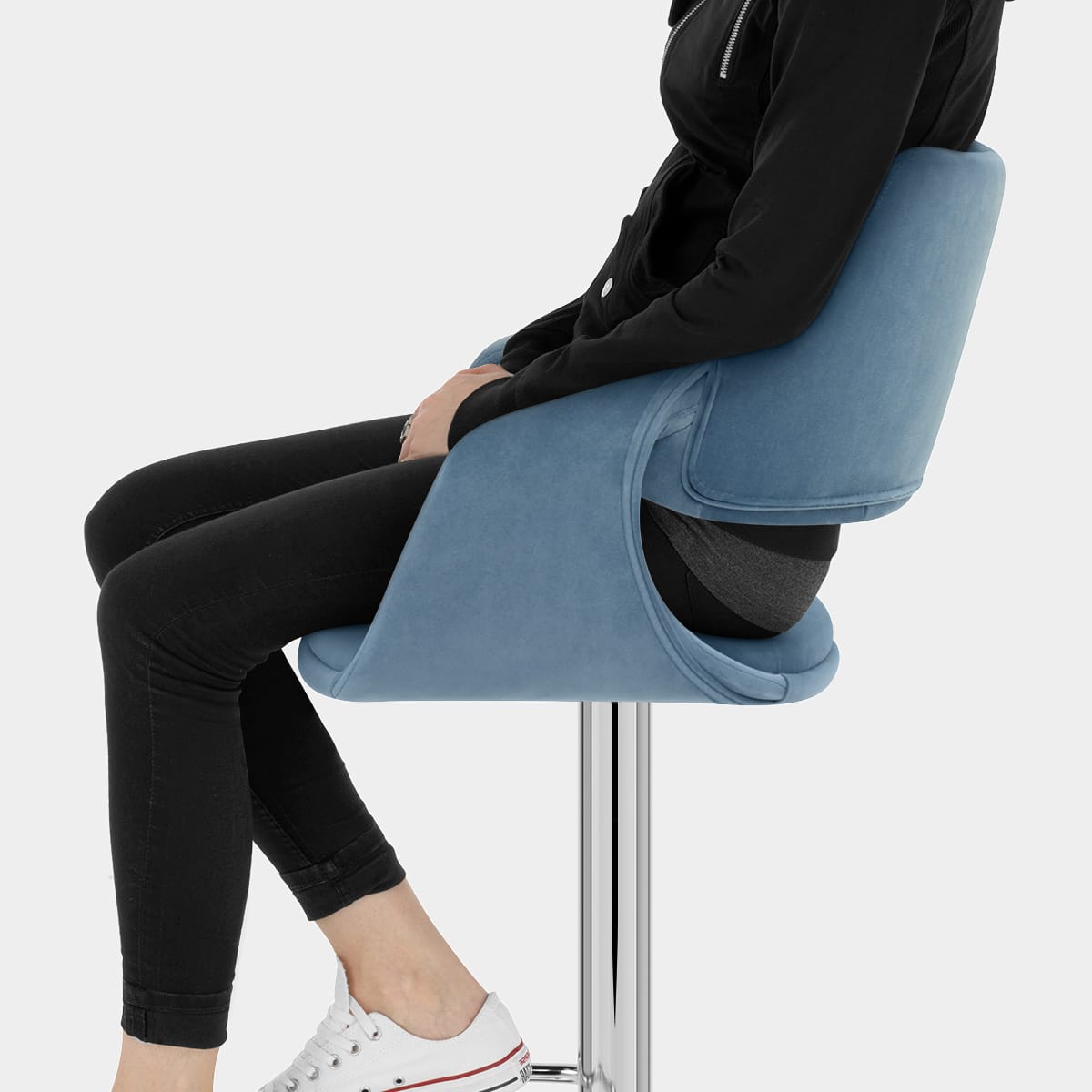 Fairfield Bar Stool Blue Velvet Seat Image