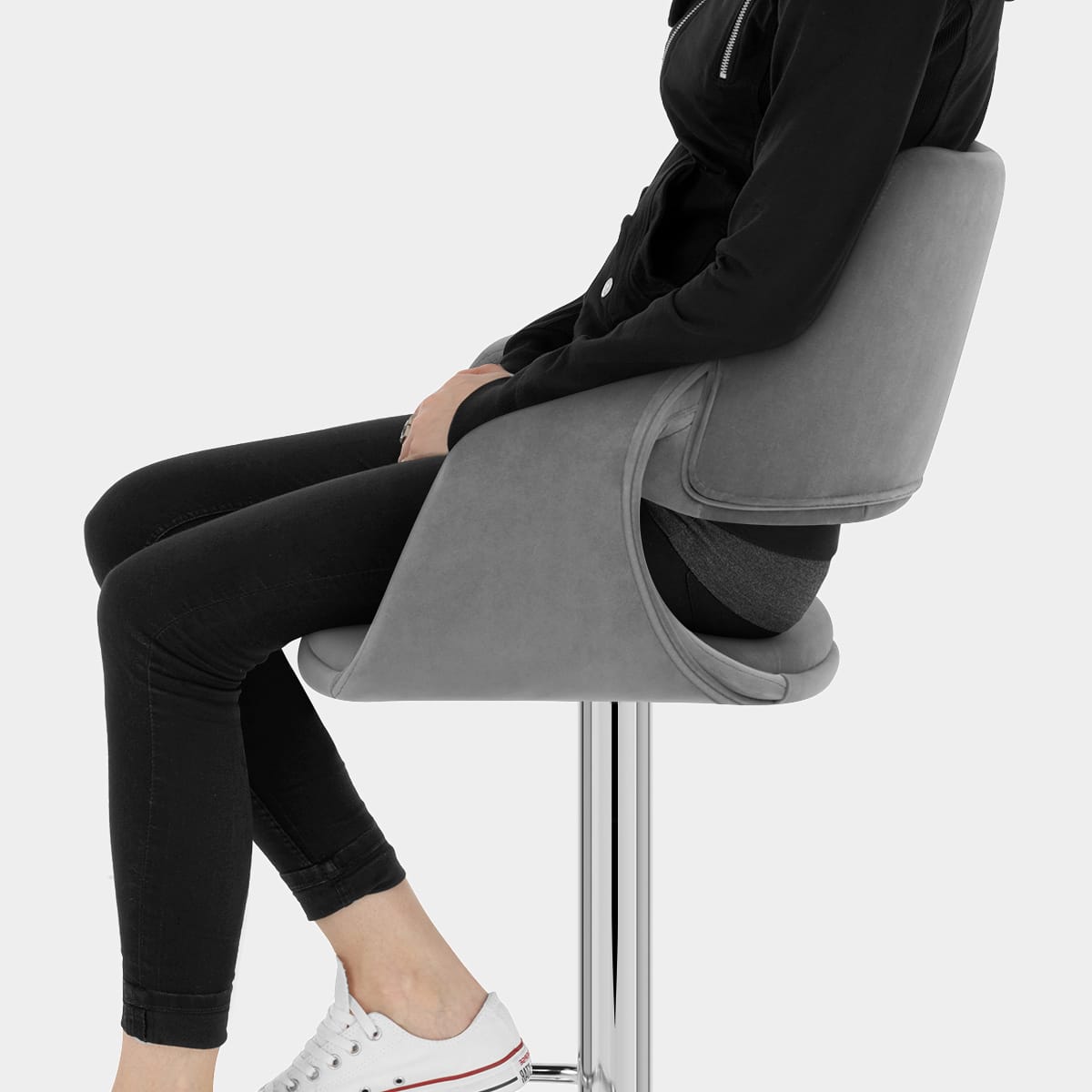 Fairfield Bar Stool Grey Velvet Seat Image