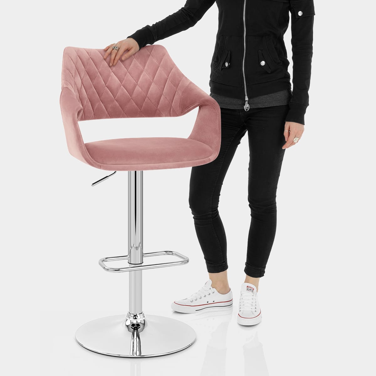 Fairfield Bar Stool Pink Velvet Features Image