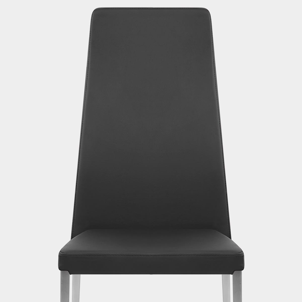 Faith Brushed Chair Black Faux Leather Seat Image