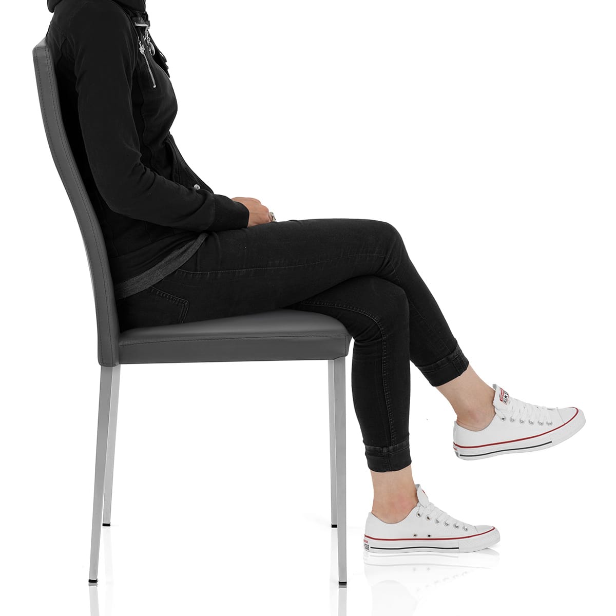 Faith Brushed Chair Grey Faux Leather Frame Image