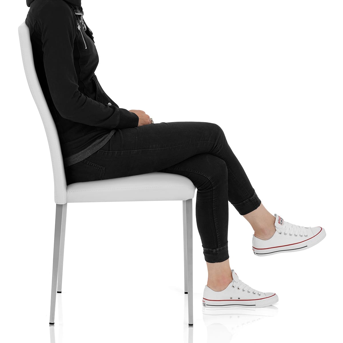 Faith Brushed Chair White Faux Leather Frame Image