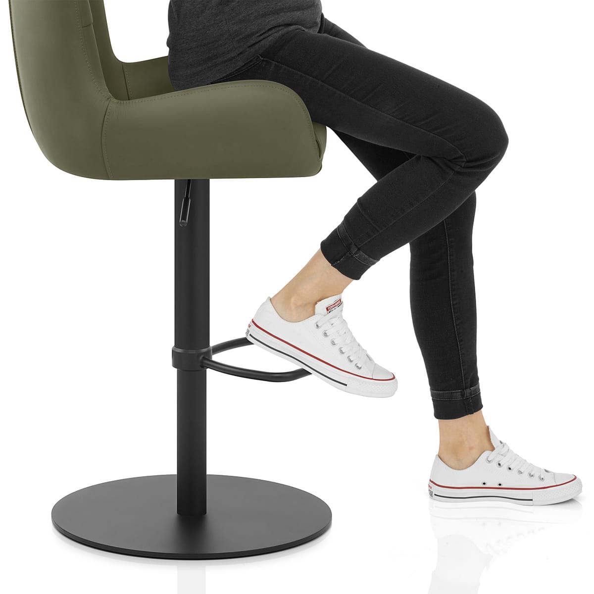 Faraday Bar Stool Green Real Leather Frame Image