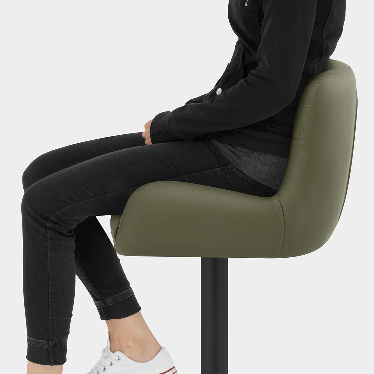 Faraday Bar Stool Green Real Leather Seat Image