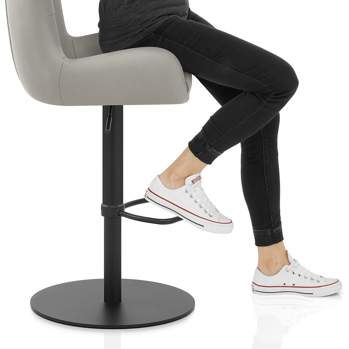 Faraday Bar Stool Grey Real Leather Frame Image