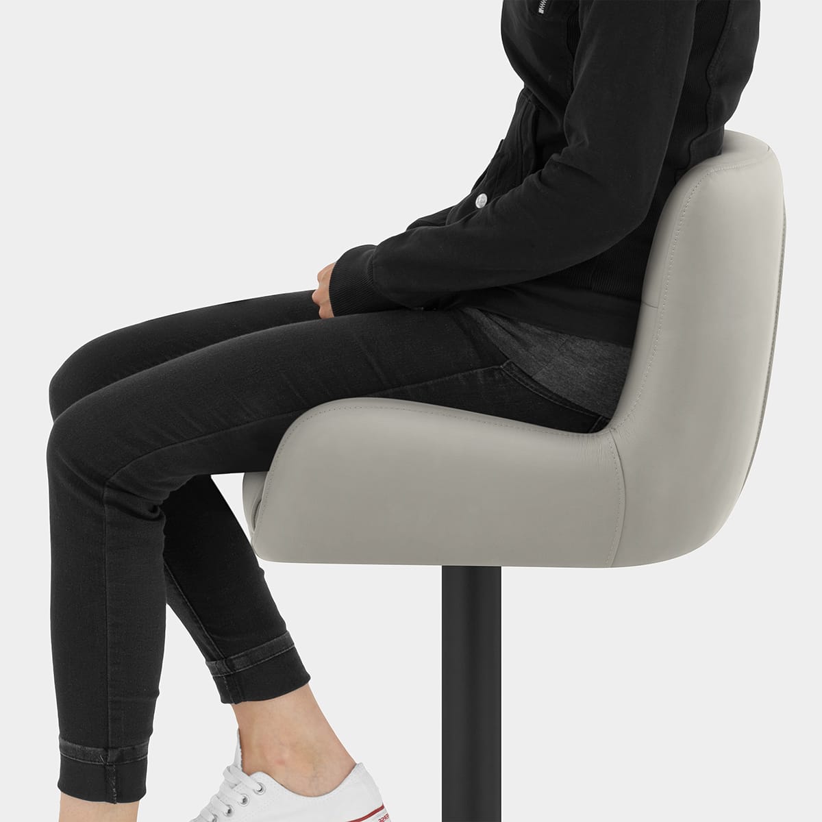 Faraday Bar Stool Grey Real Leather Seat Image