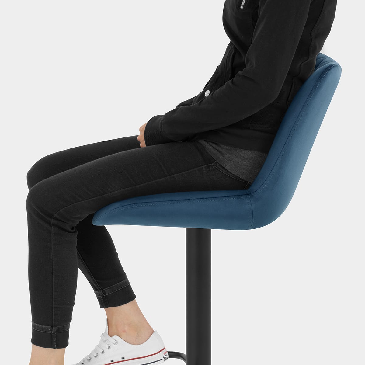 Faro Bar Stool Blue Velvet Seat Image