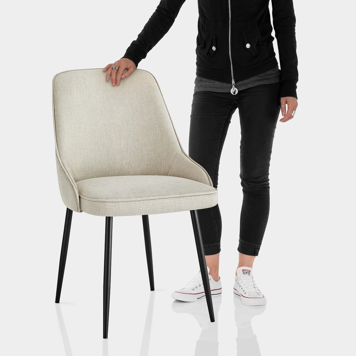 Faye Dining Chair Beige Fabric Features Image