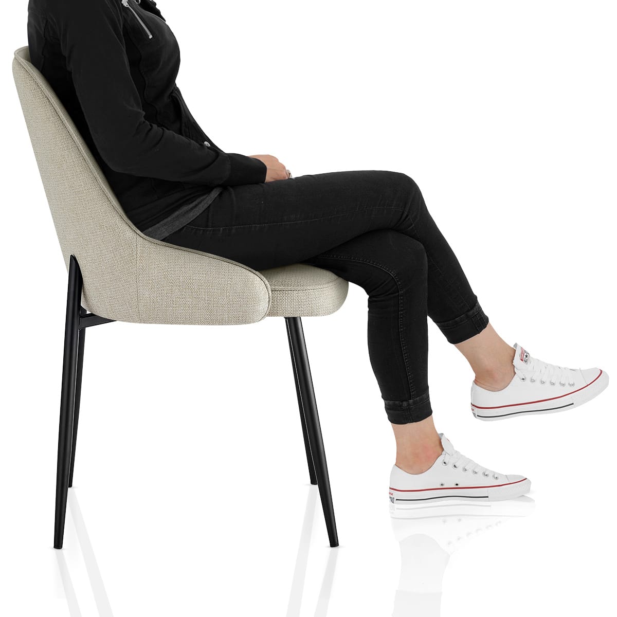 Faye Dining Chair Beige Fabric Frame Image