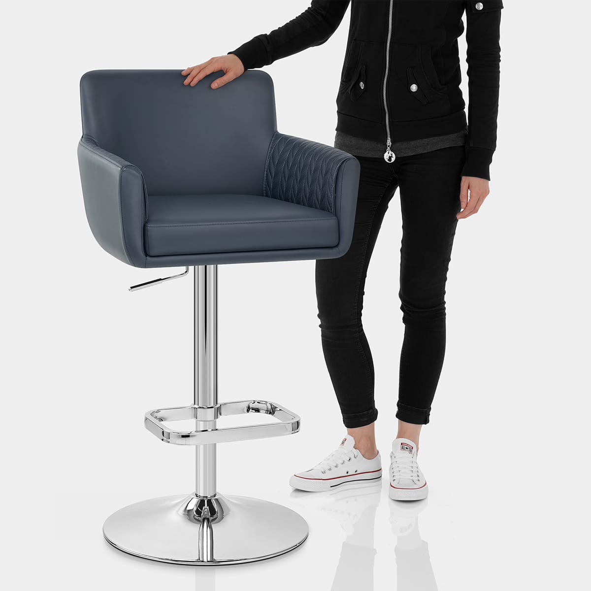 Felipe Bar Stool Navy Blue Features Image