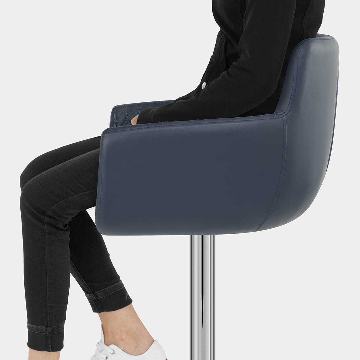 Felipe Bar Stool Navy Blue Seat Image