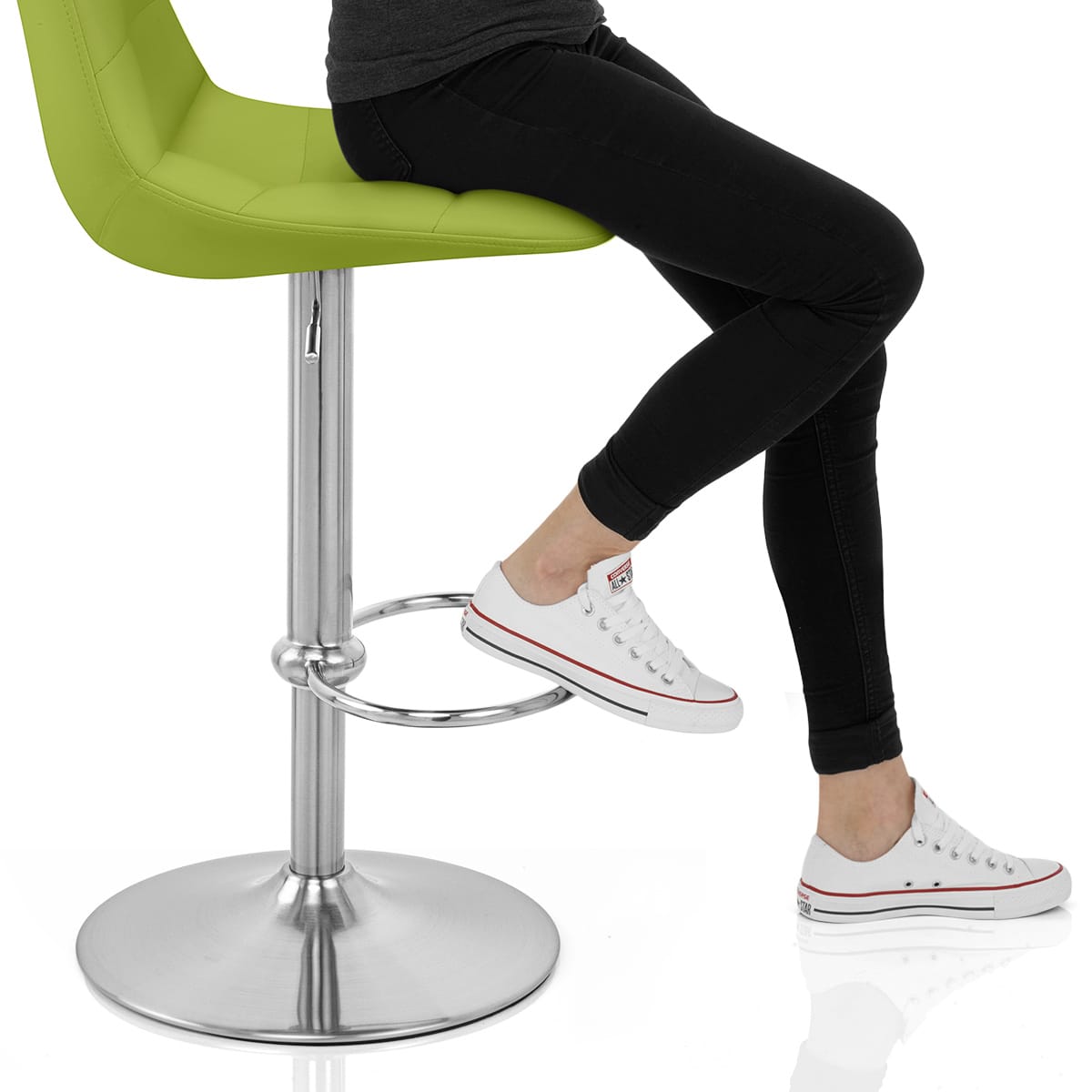 Ferrero Brushed Steel Bar Stool Green Frame Image