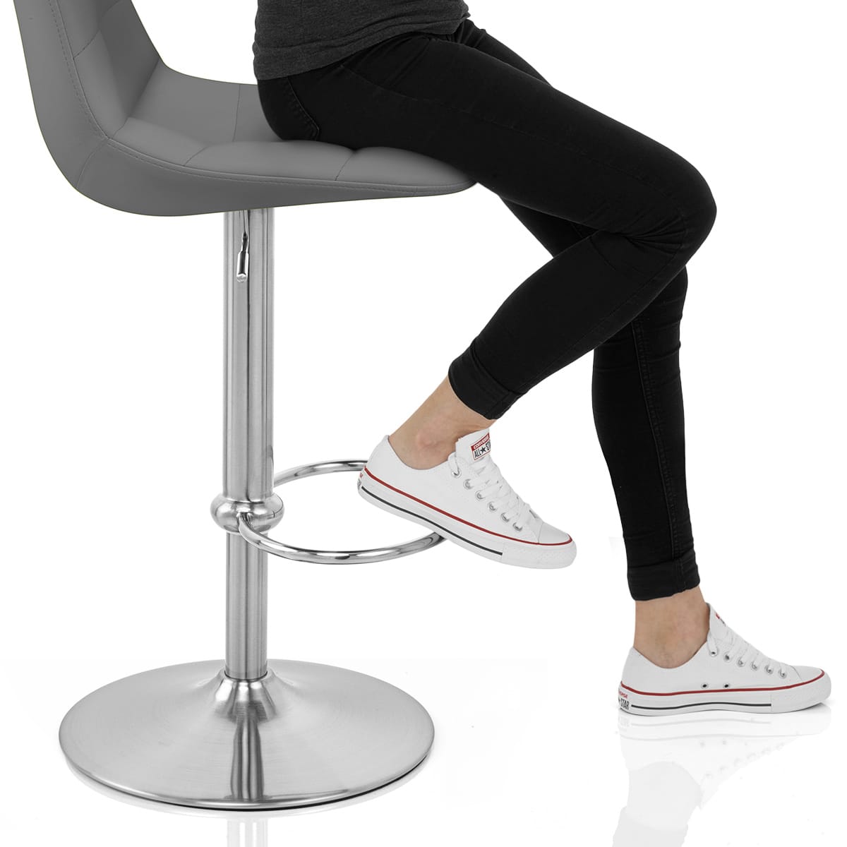 Ferrero Brushed Steel Bar Stool Grey Frame Image