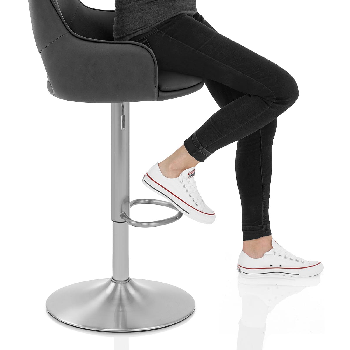 Fiji Brushed Steel Stool Charcoal Frame Image