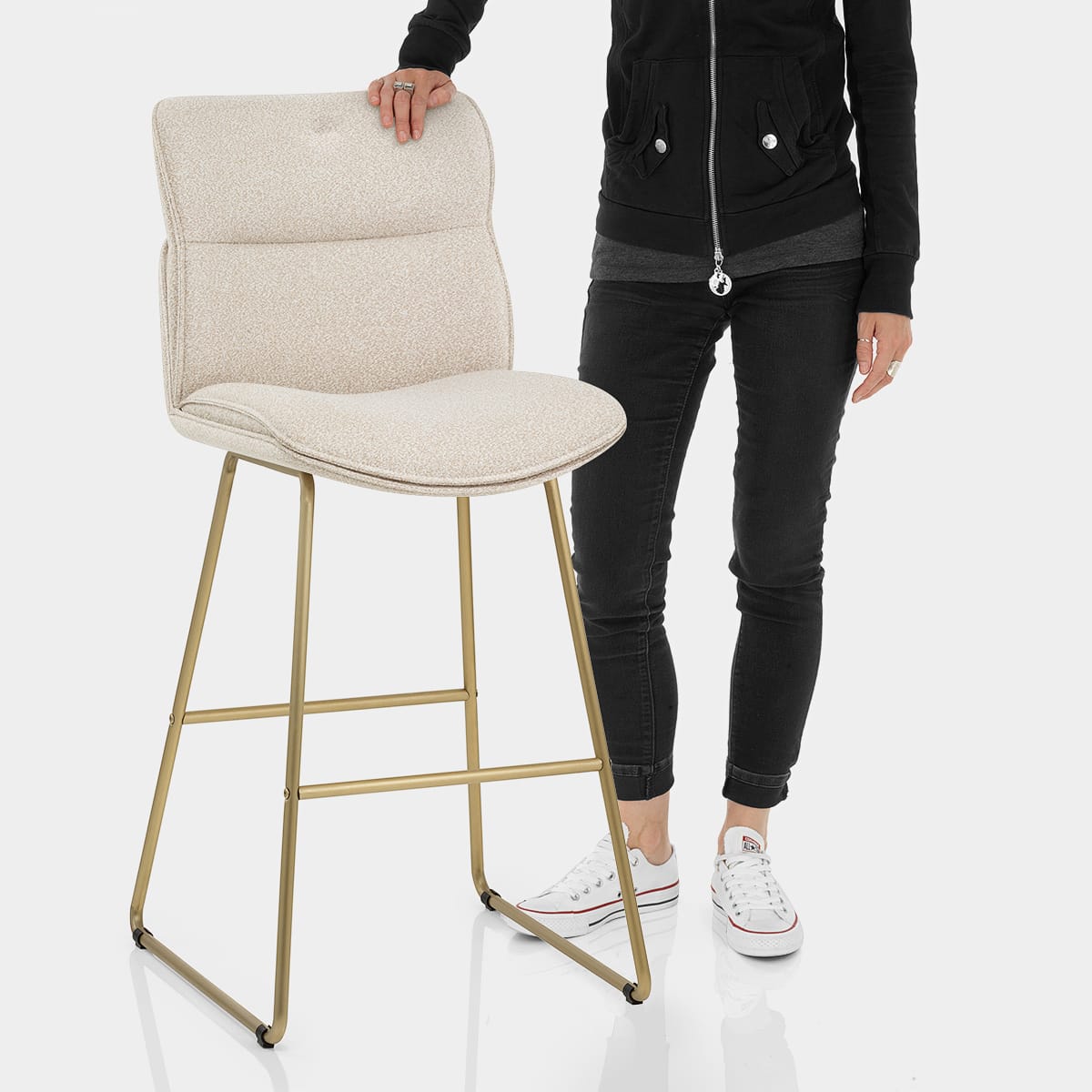 Finley Gold Stool Champagne Boucle Features Image