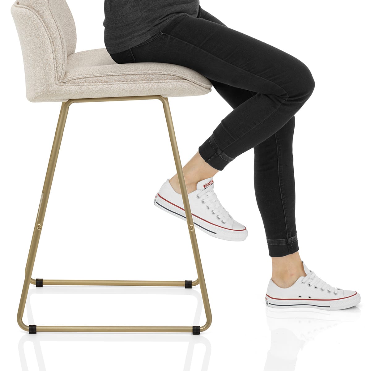 Finley Gold Stool Champagne Boucle Frame Image