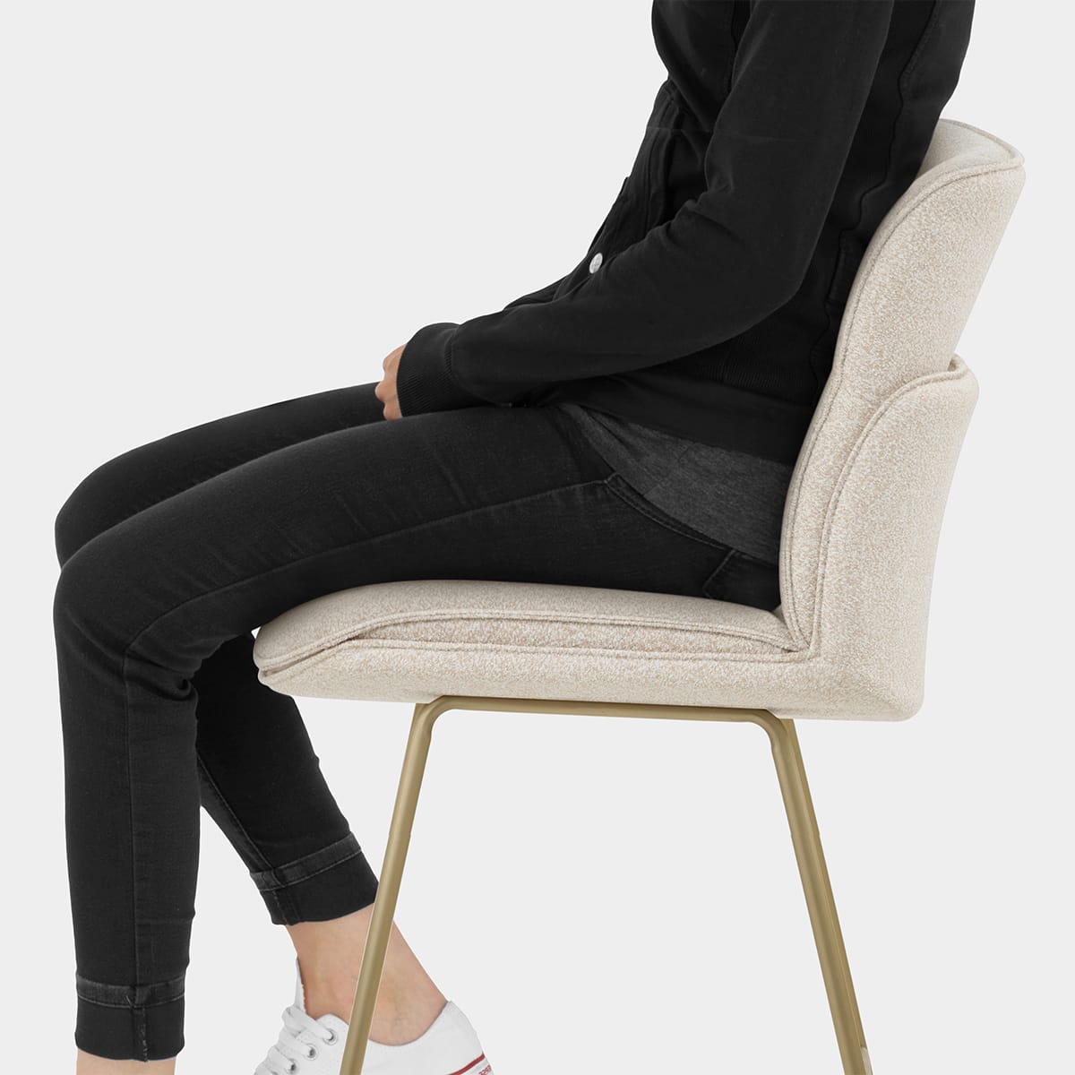 Finley Gold Stool Champagne Boucle Seat Image