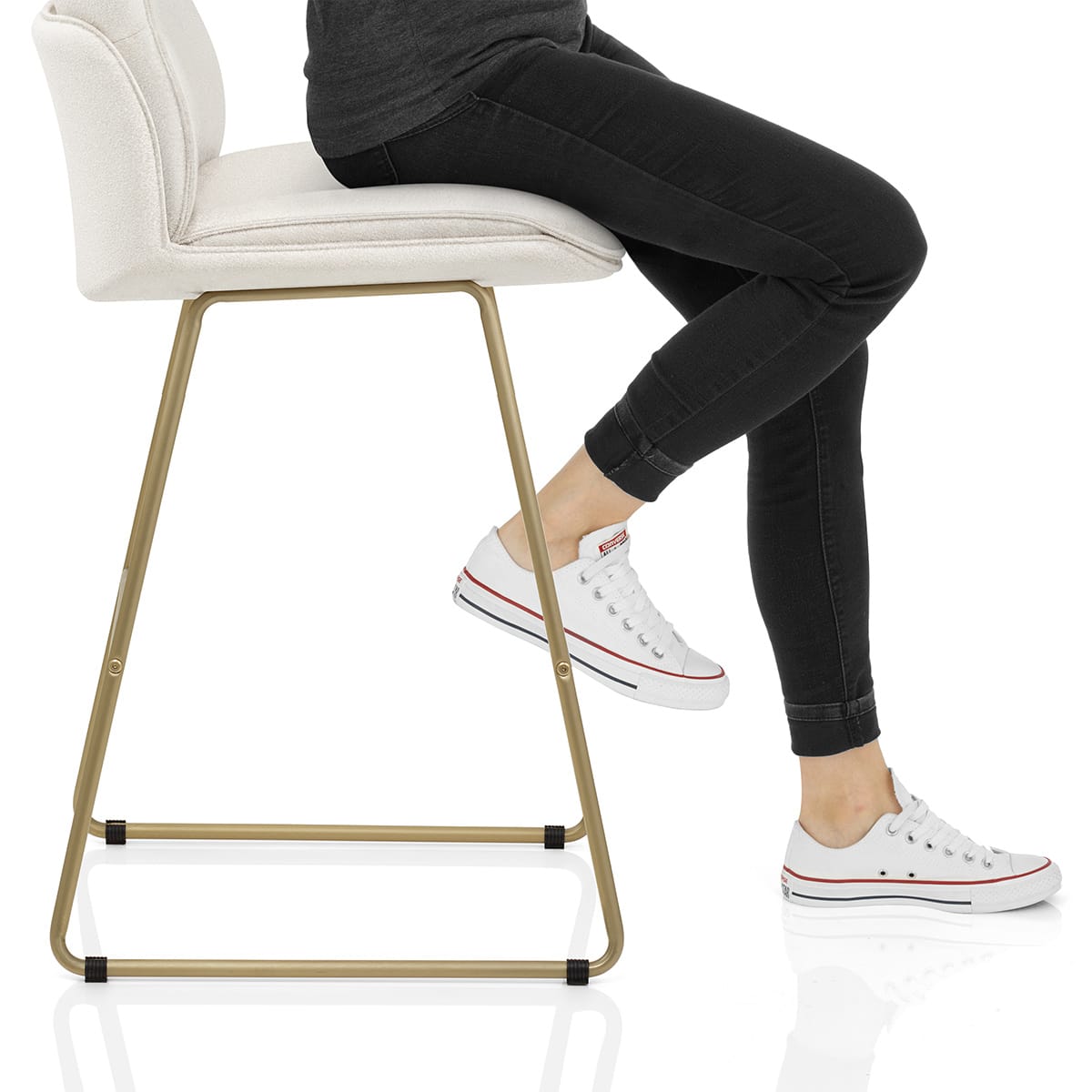 Finley Gold Stool White Boucle Frame Image