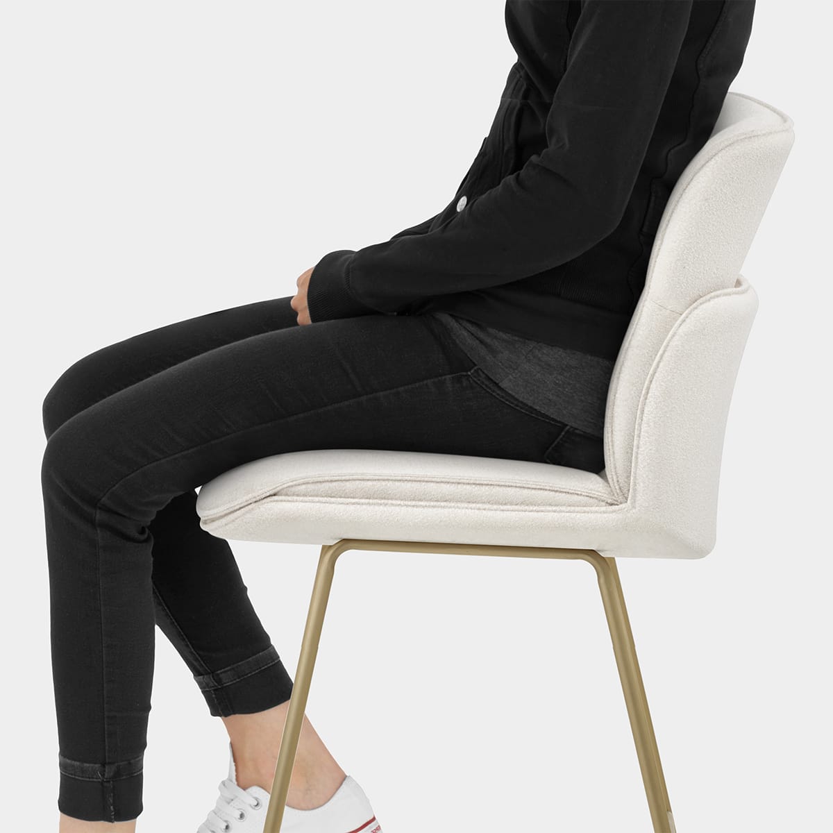 Finley Gold Stool White Boucle Seat Image